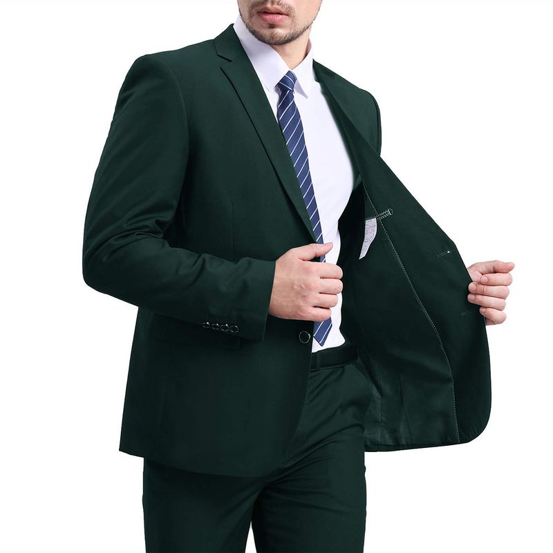 YFFUSHI Mens Slim Fit Blazer 2 Button Lightweight Sport Coat Jacket for Wedding Prom Party Dinner Dark Green - Image 5
